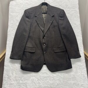 Mark‎ Alexander Men's 100% Wool Blazer Three Button Herringbone Brown Black 42R